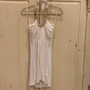 NWT Sky halter top. White with gold chain detailing at tie neck. Sz medium